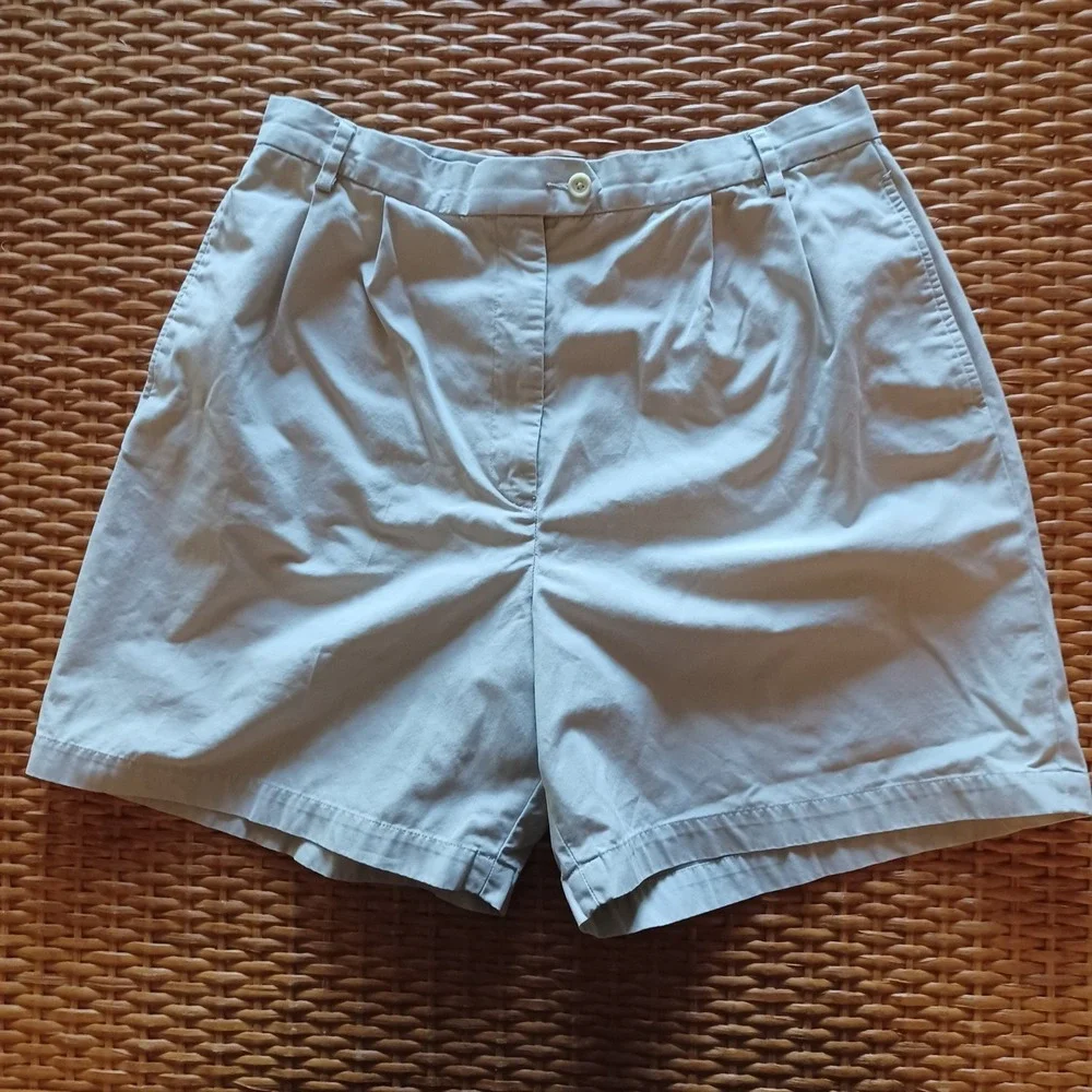F by Faconnable Womens Tan Pleated Shorts‎ Size 14 Cotton Casual Chino